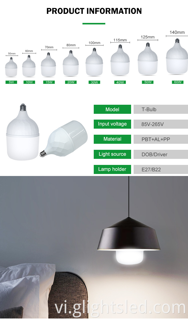 Đèn G-Lights High Lumen E27 Nhà văn phòng trong nhà 5w 10w 15w 20w 30w 40w 50w 60w Đèn Led Bulb